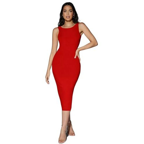 Toochki Dress For Women | One Piece Dress For Women | Women Dress | Dresses For Women | Red Bodycon Fit Dress For Women | Midi Length Dress | Lycra Dress