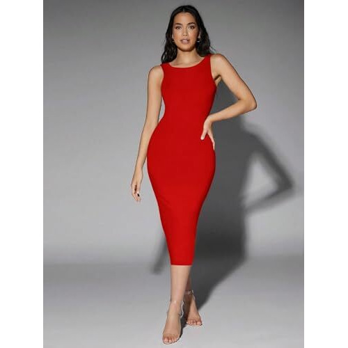 Toochki Dress For Women | One Piece Dress For Women | Women Dress | Dresses For Women | Red Bodycon Fit Dress For Women | Midi Length Dress | Lycra Dress