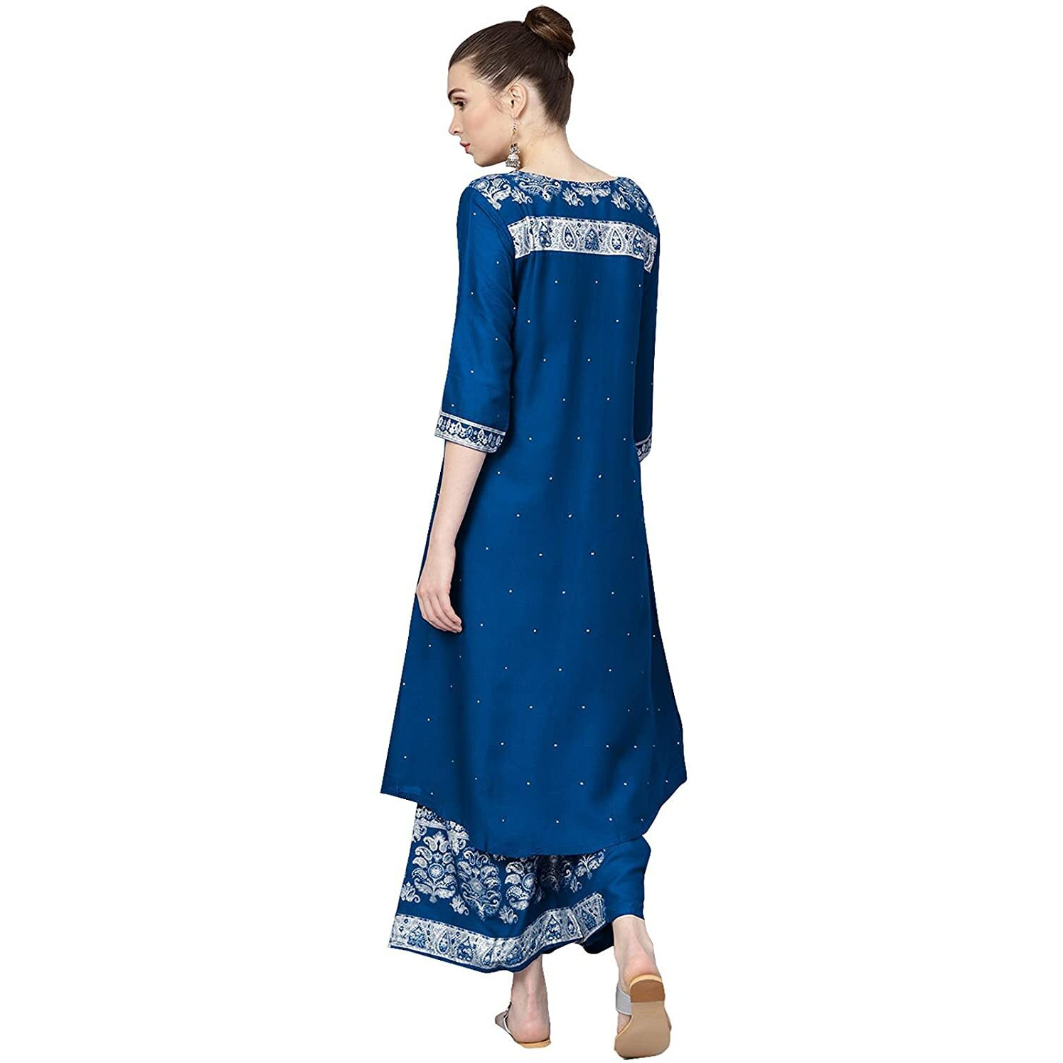 Ishin Women Blue Viscose Rayon Printed Palazzo Kurta Set