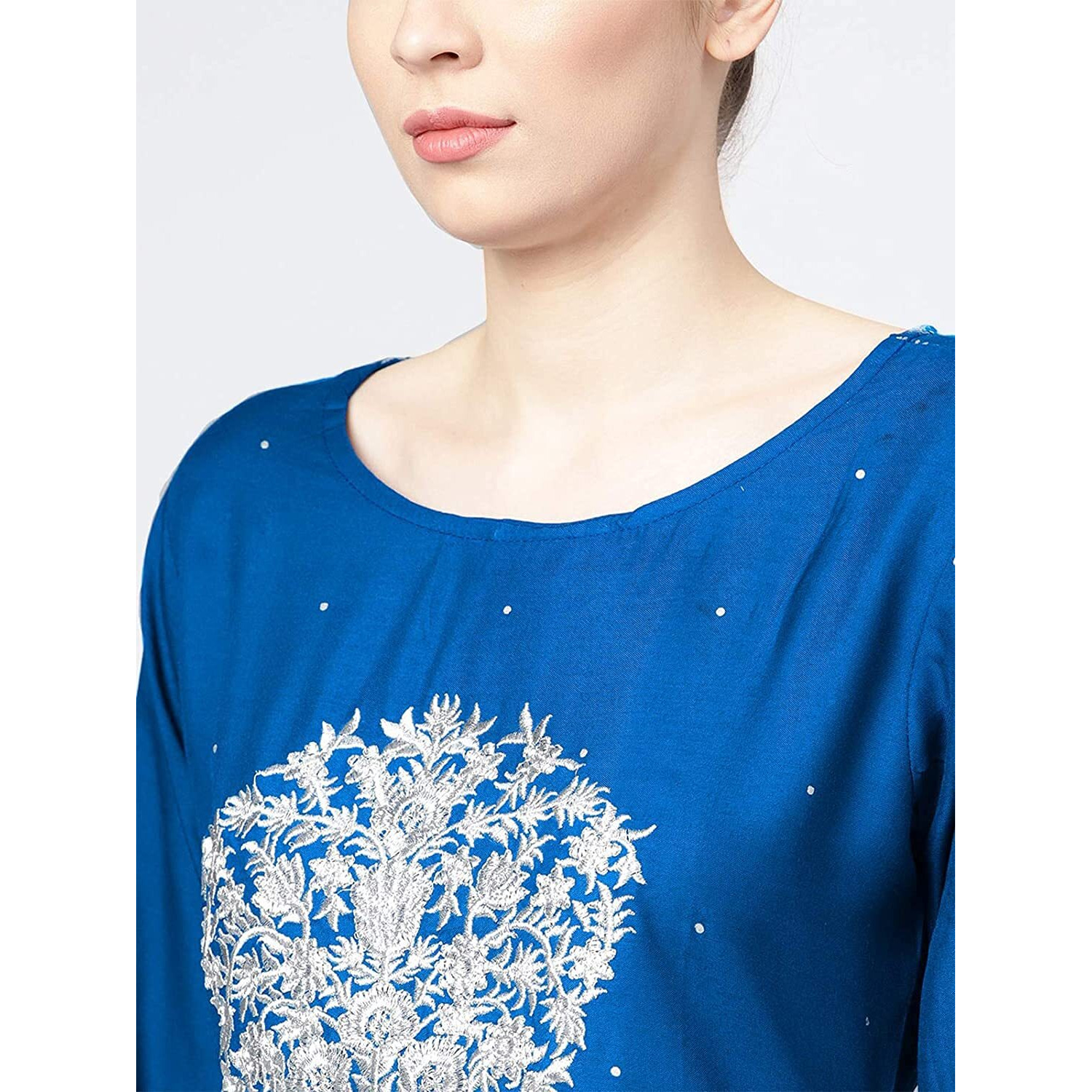 Ishin Women Blue Viscose Rayon Printed Palazzo Kurta Set