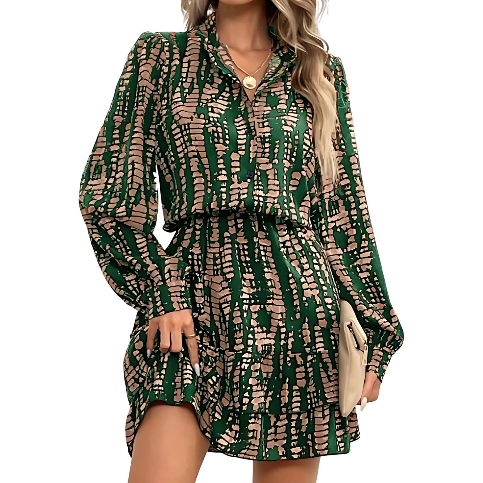 Leriya Fashion Women's Rayon Casual Below The Knee Western Dress (Lf-Wd1269_Green