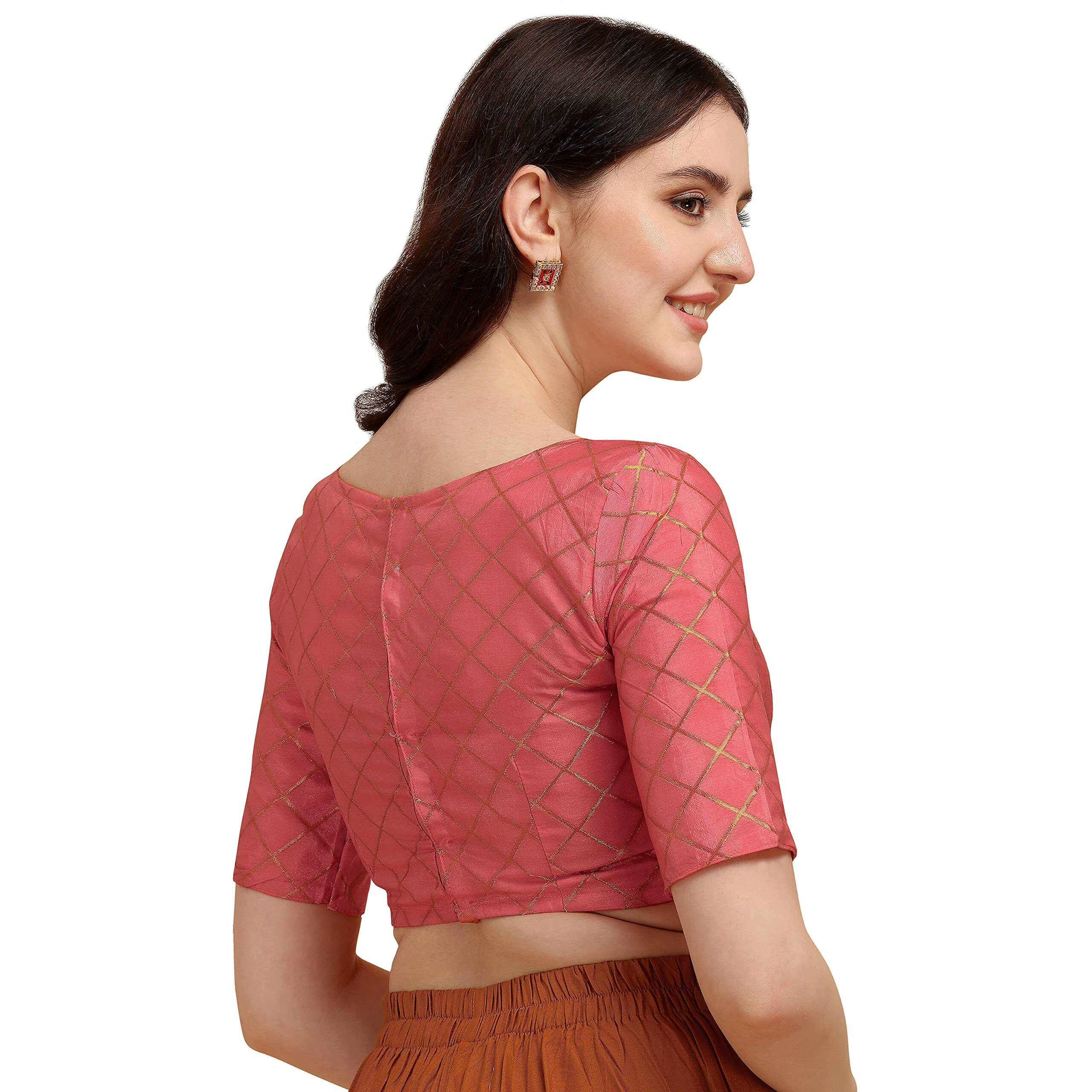 Oomph Jacquard Pink Readymade Blouse For Women - Rbbl69Xxl