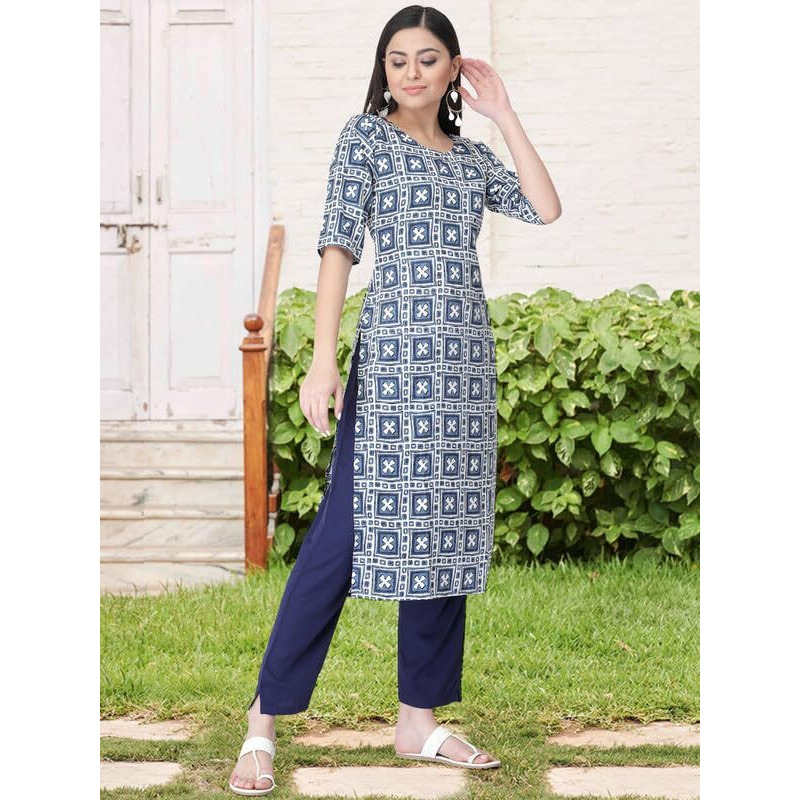 Pinkmint Women's Crepe Printed Kurta Set Ethnic Wear Women Kurta Set Comfortable Kurta Set For Women's(Pack Of 3)