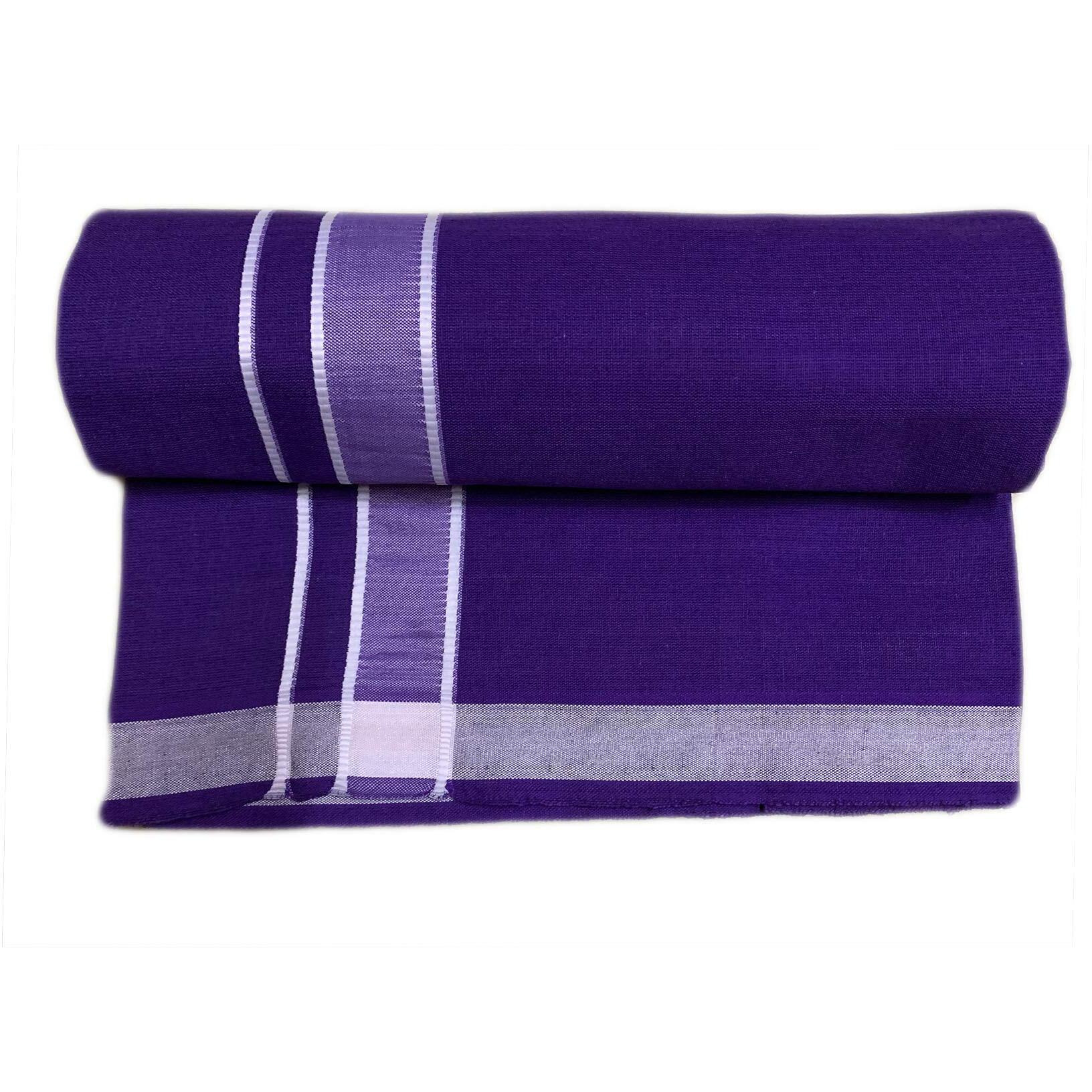 Prakasam Cotton Mens Cotton Single (1.28X1.95 Mtrs) Colour Dhoti/Kerala Single Dhoti/Kerala Colour Pondu Dhoti/Lavender Dhoti