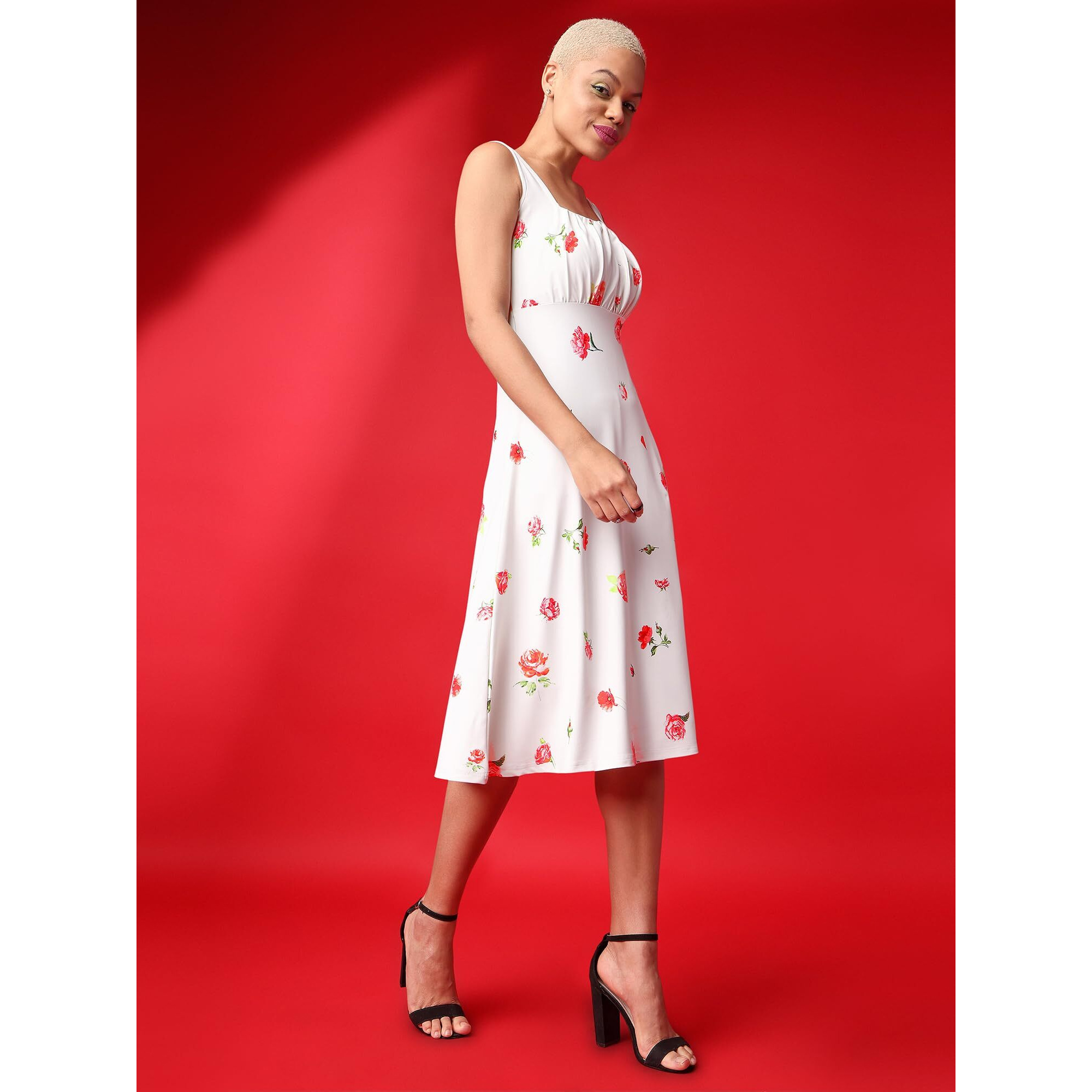 Purvaja Womens Fit & Flare Knee Length Dress (Wini-099-Tiara_Off White_Small)