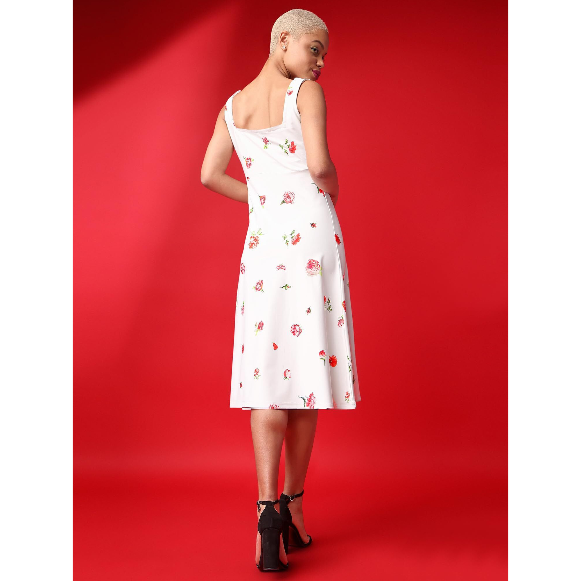 Purvaja Womens Fit & Flare Knee Length Dress (Wini-099-Tiara_Off White_Small)