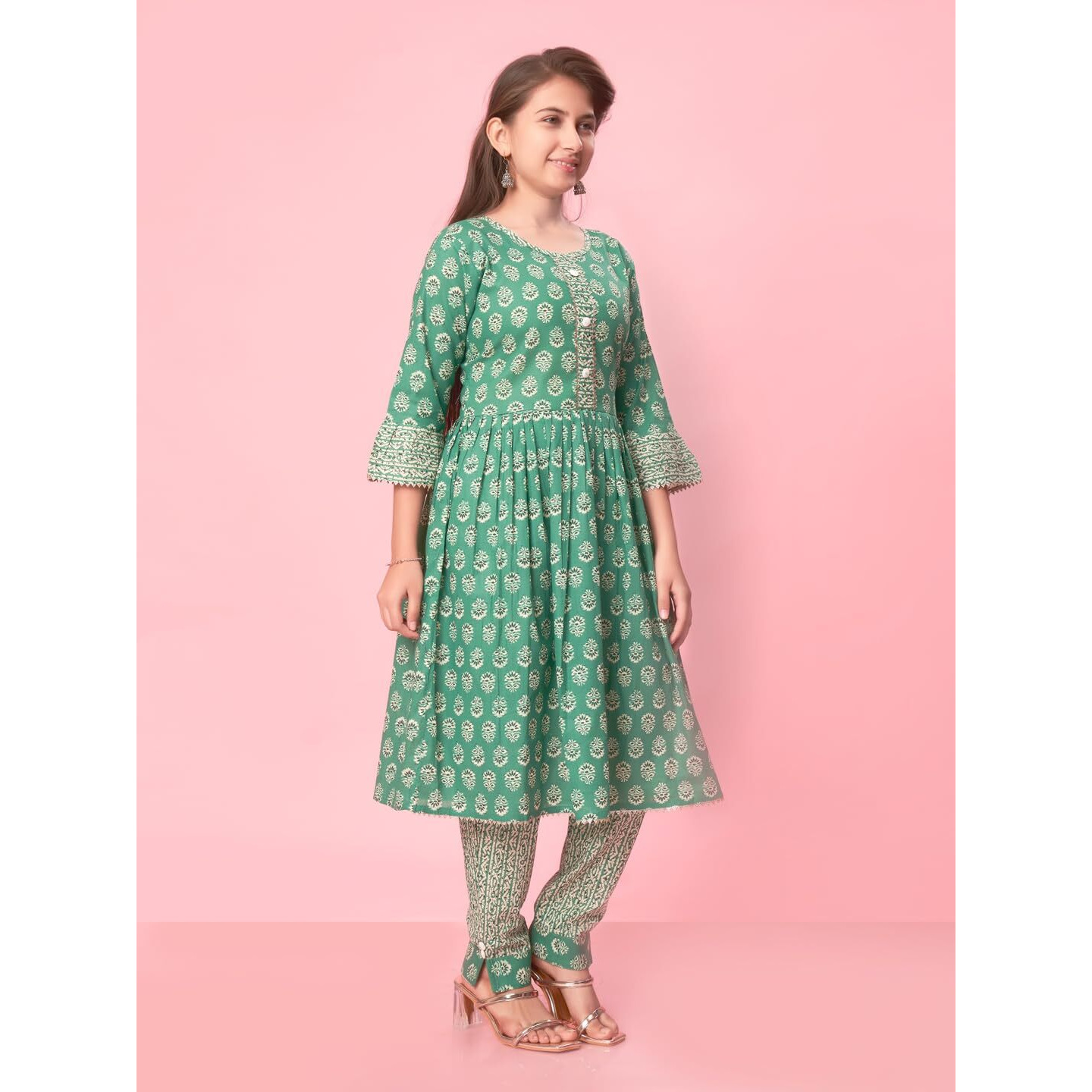 Aarika Girls Rama Colour Cotton Printed Kurti (Kurti-K-Tr-04-Rama-34)