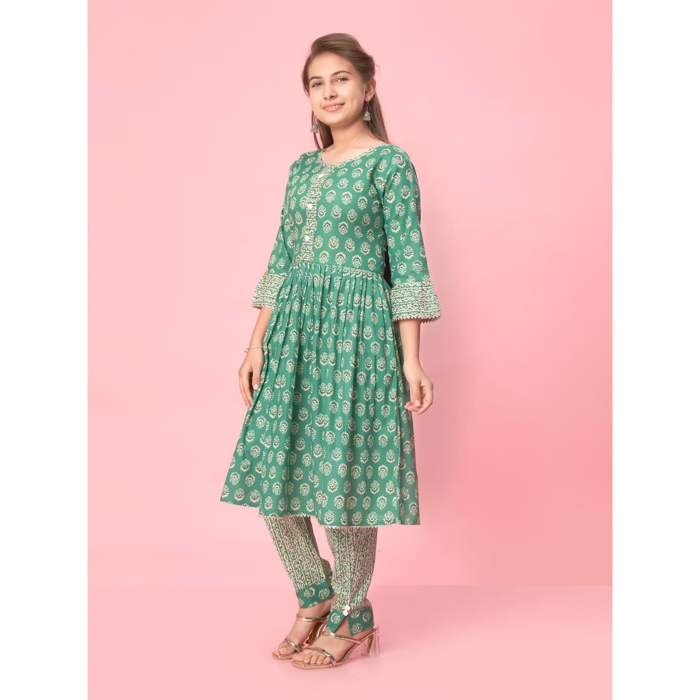 Aarika Girls Rama Colour Cotton Printed Kurti (Kurti-K-Tr-04-Rama-34)