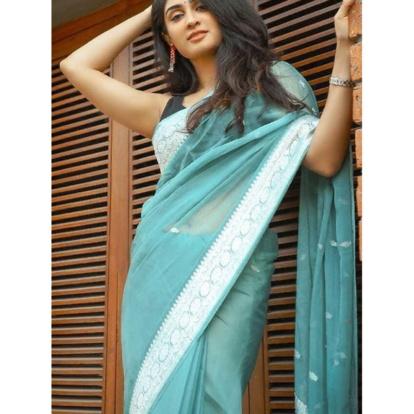 Satrani Women's Cotton Silk Jacquard Saree With Unstitched Blouse Piece (3073S108N_Black2)