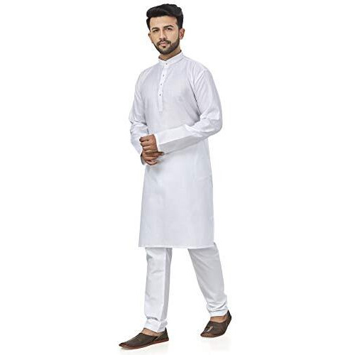 Be Active 100% Cotton Stylish Trendy Solid Pattern Full Sleeve Comfortable Men's Kurta Pyjama Set Gives Rich Look Rfsk0001_1_Set_L White