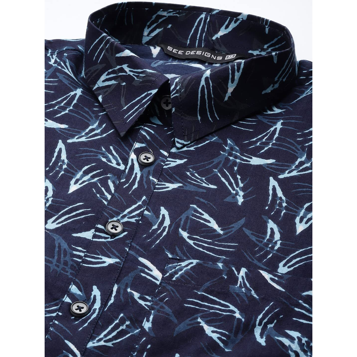 See Designs Men Indigo Regular Pure Cotton Pathani Printed Men's Kurta_Sdpkt1156Xs