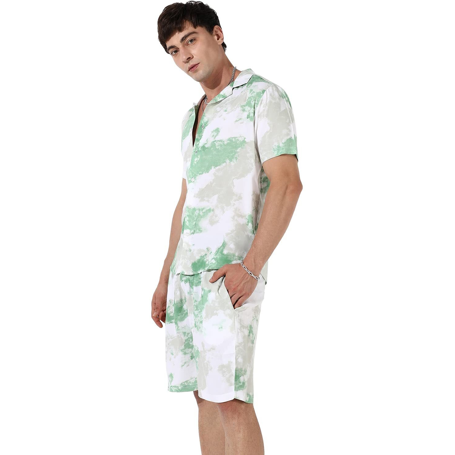 Campus Sutra Men's Multicolour Tie-Dye Print Co-Ord Set For Casual Wear | Cotton Rayon Fabric | Clothing Set Crafted With Comfort Fit & High Performance For Everyday Wear