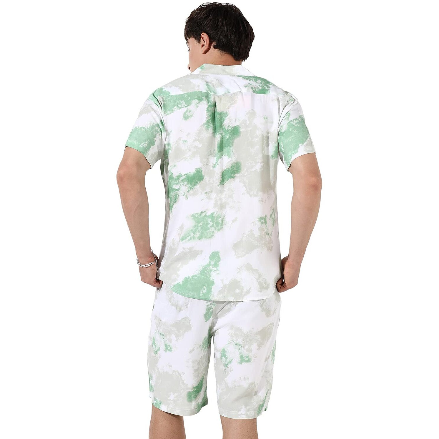 Campus Sutra Men's Multicolour Tie-Dye Print Co-Ord Set For Casual Wear | Cotton Rayon Fabric | Clothing Set Crafted With Comfort Fit & High Performance For Everyday Wear