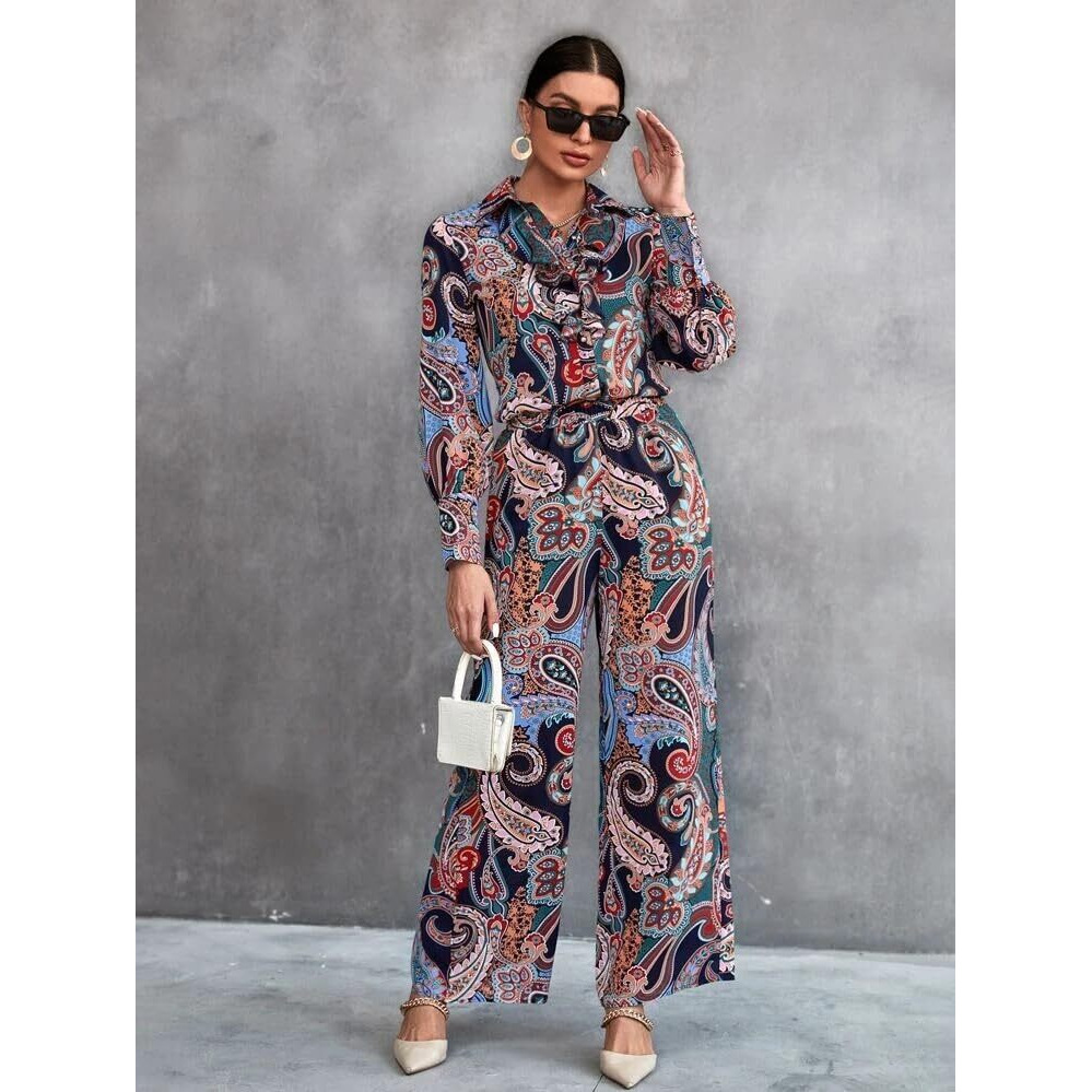 Dhruvi Trendz Womens Rayon Floral Co-Ord Set Regular Fit Night Dress (Dt-W1715&Tr811_Blue_Xs)