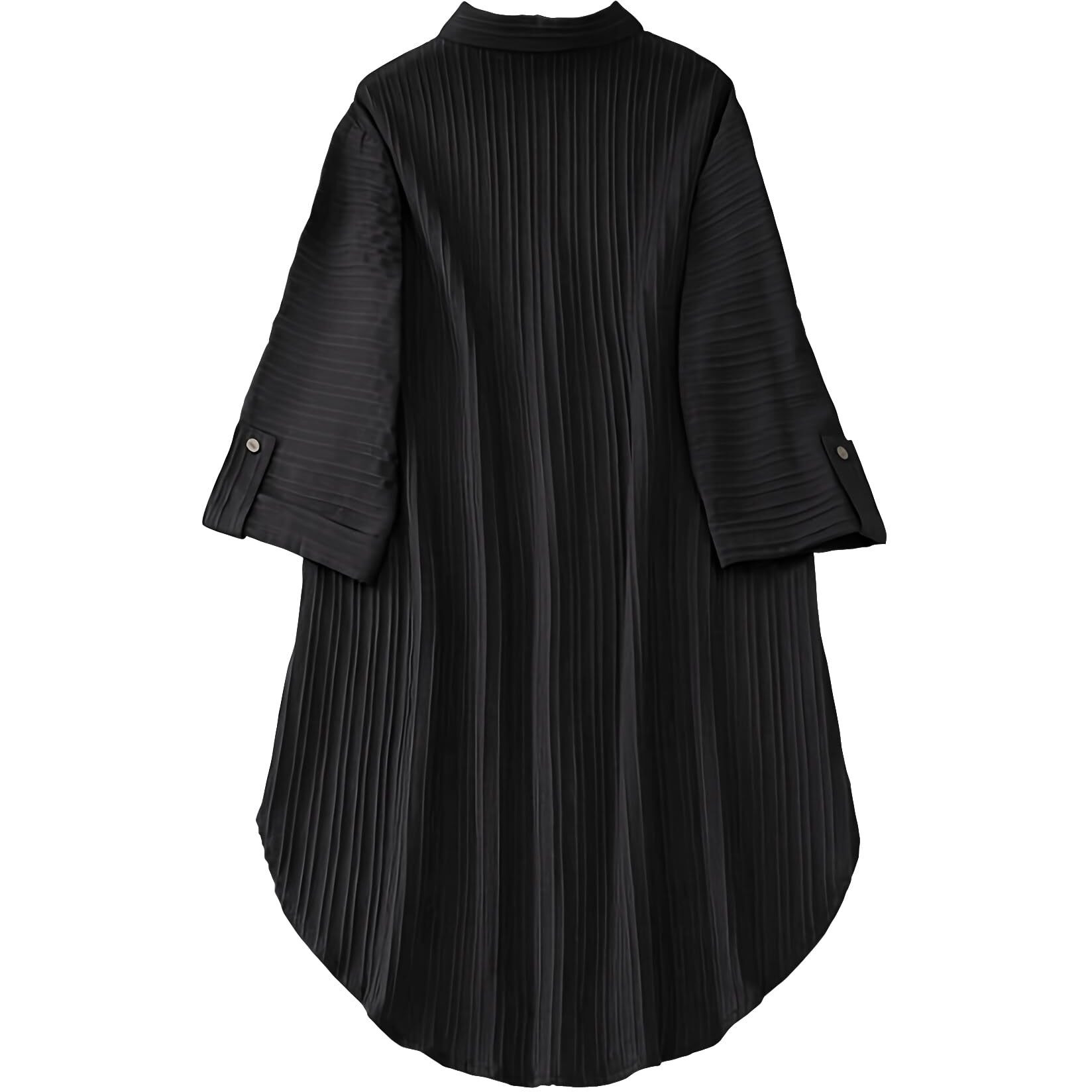 Shasmi Women's Black Solid Color Woven Long Sleeve Shirt Dress With Button Cuff, Business Casual (Dress 160 Black-L)