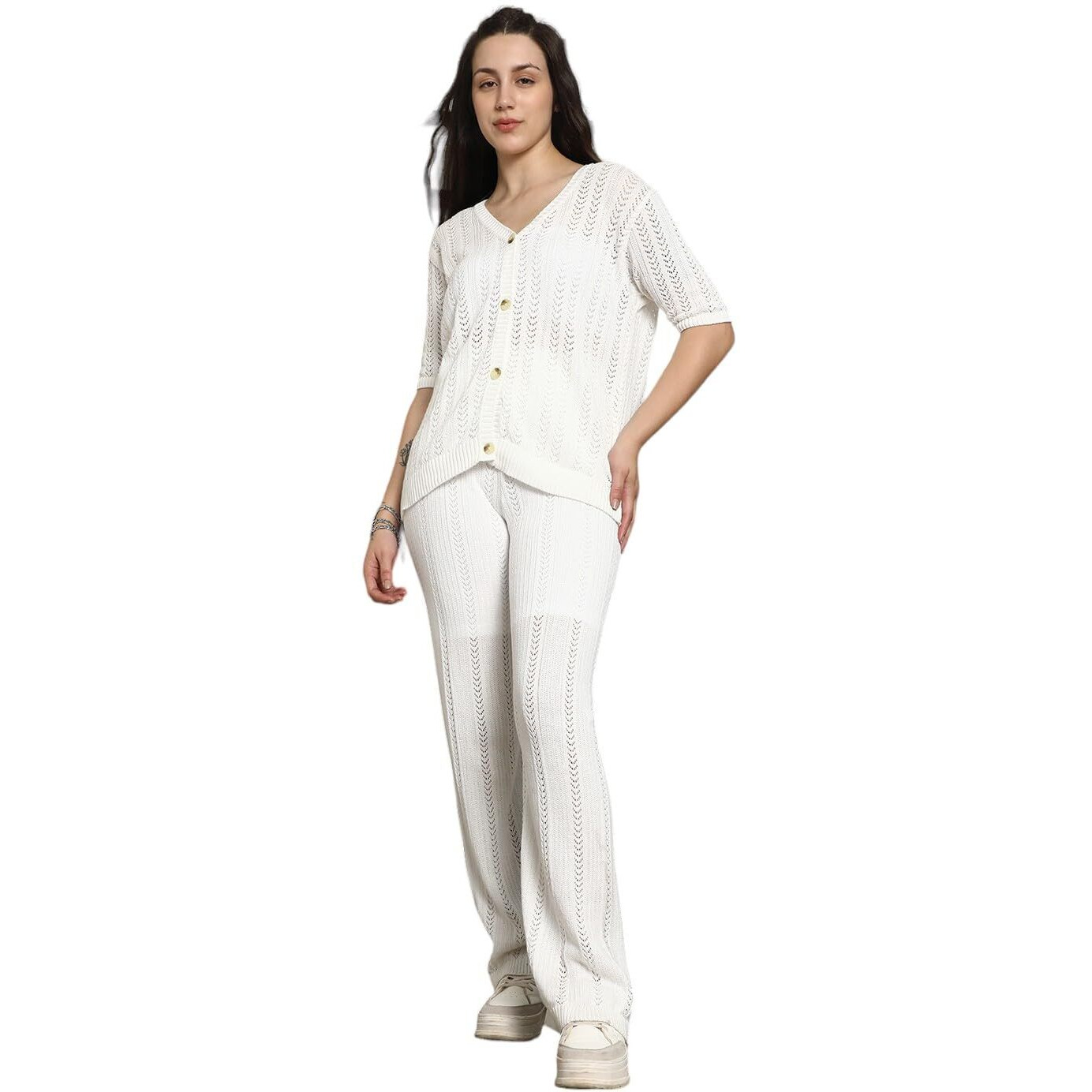 High Star Women's White Regular Dress