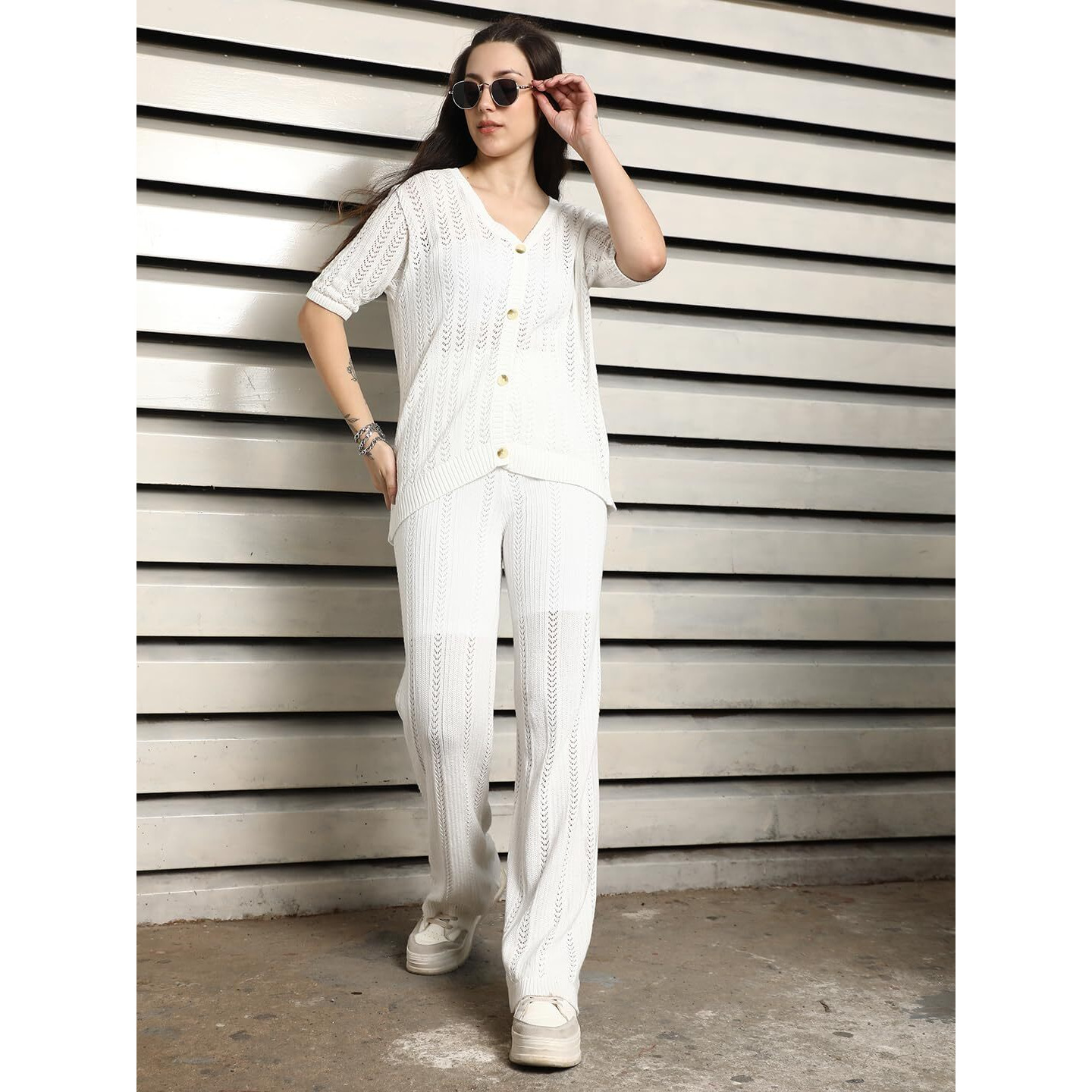 High Star Women's White Regular Dress