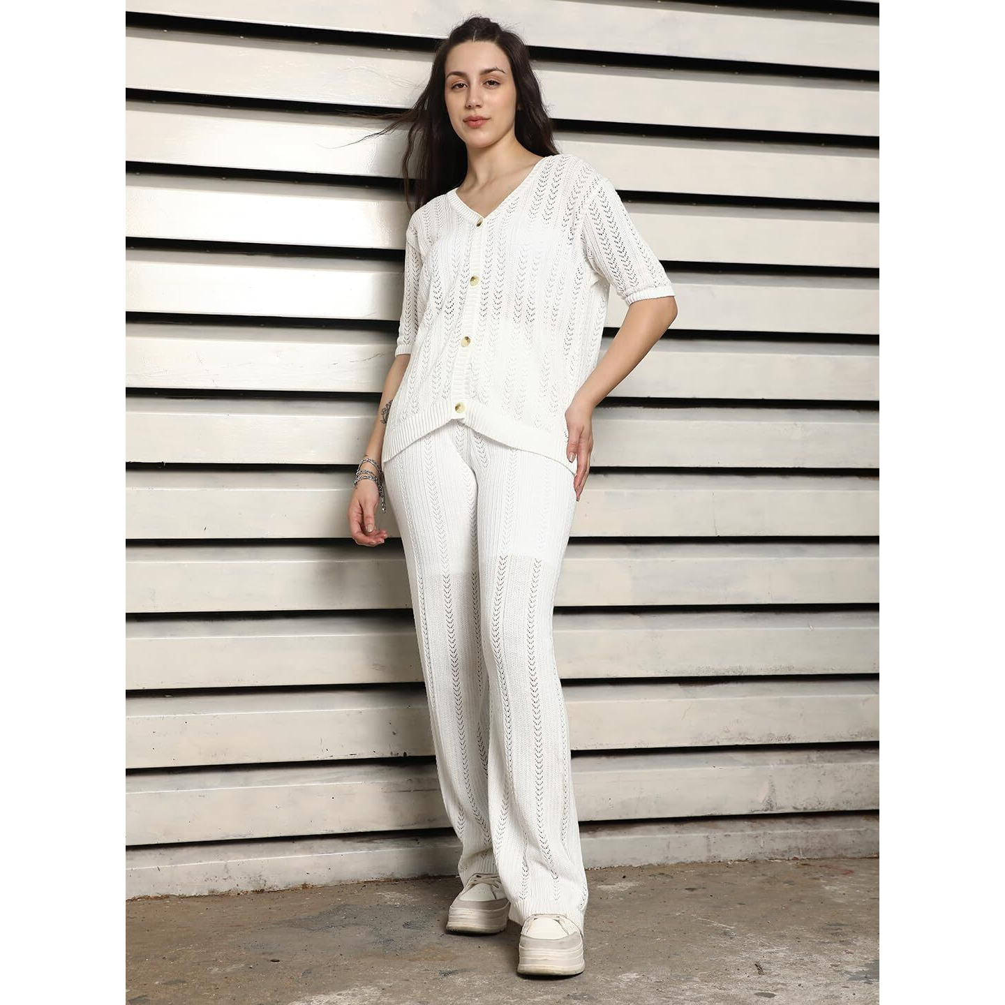 High Star Women's White Regular Dress