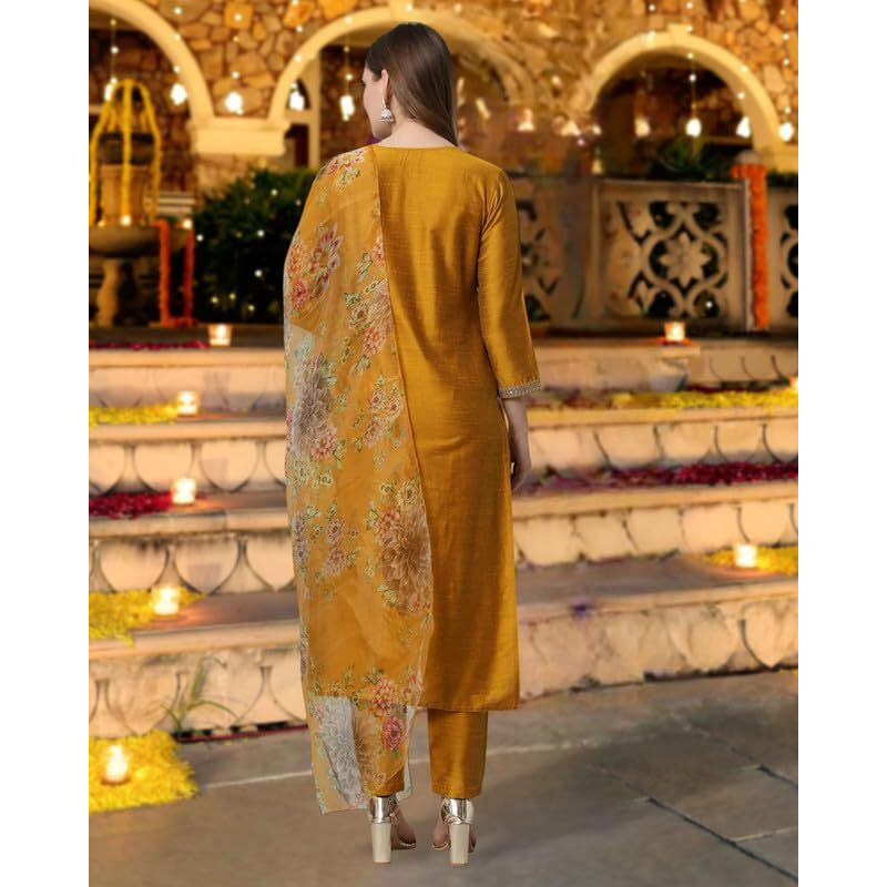 I Enterprise Women's Cotton Floral Regular Dress Shirt (Ay1_Set014_Golden