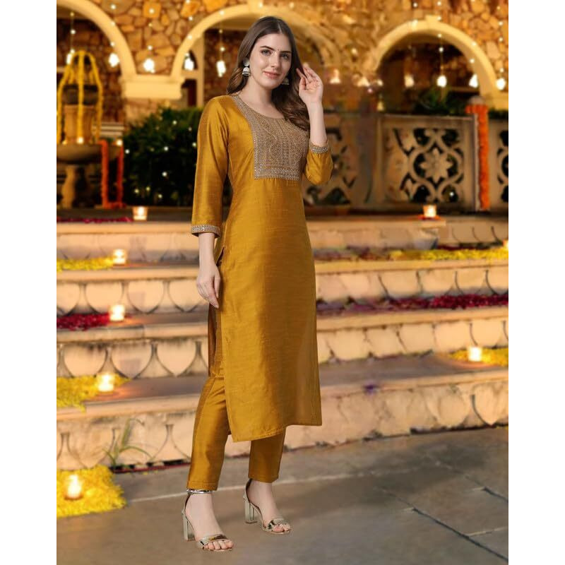 I Enterprise Women's Cotton Floral Regular Dress Shirt (Ay1_Set014_Golden