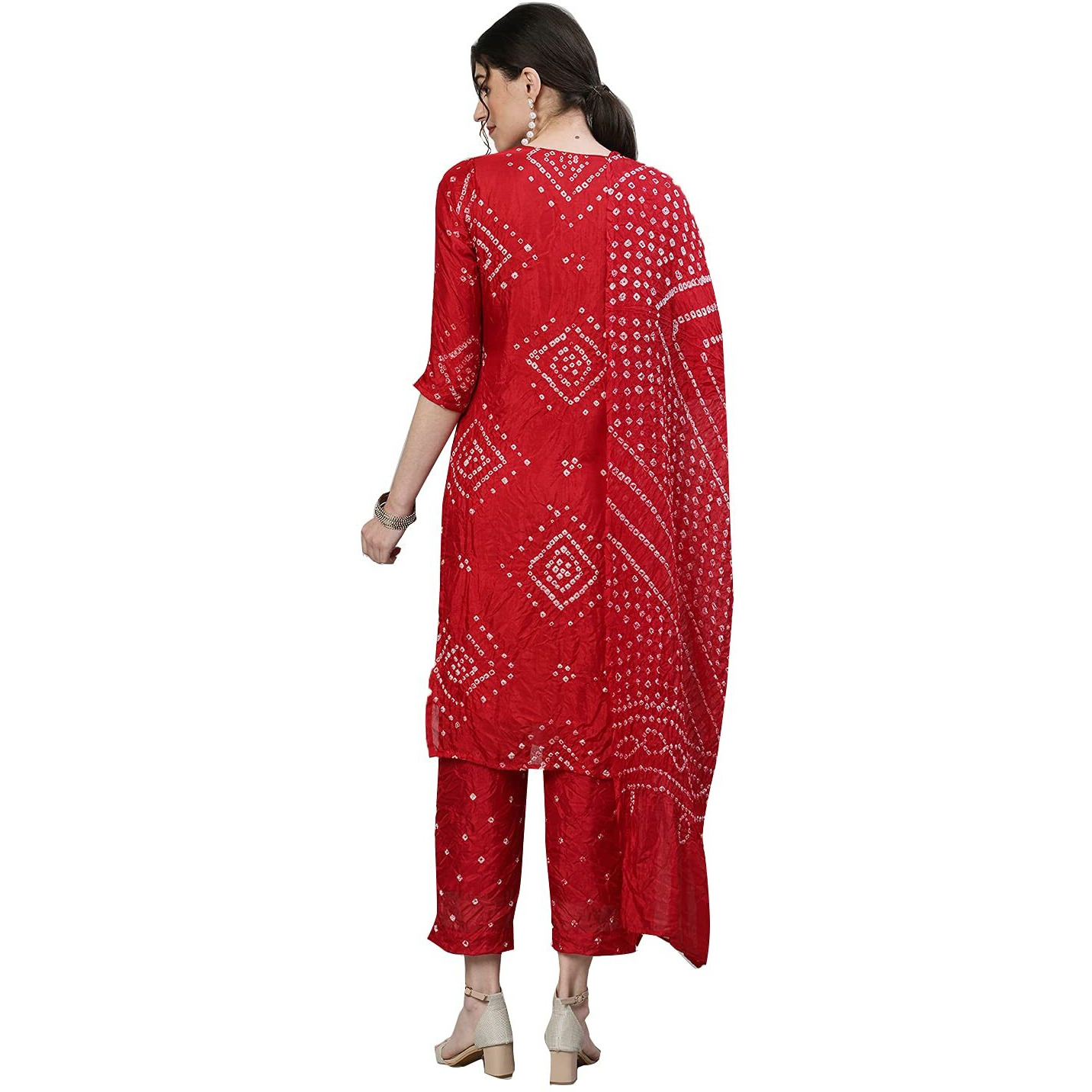Ishin Women's Silk Blend Embroidered Straight Kurta Suit Set With Dupatta & Pants Kpldpramts-9003_Xl_Red