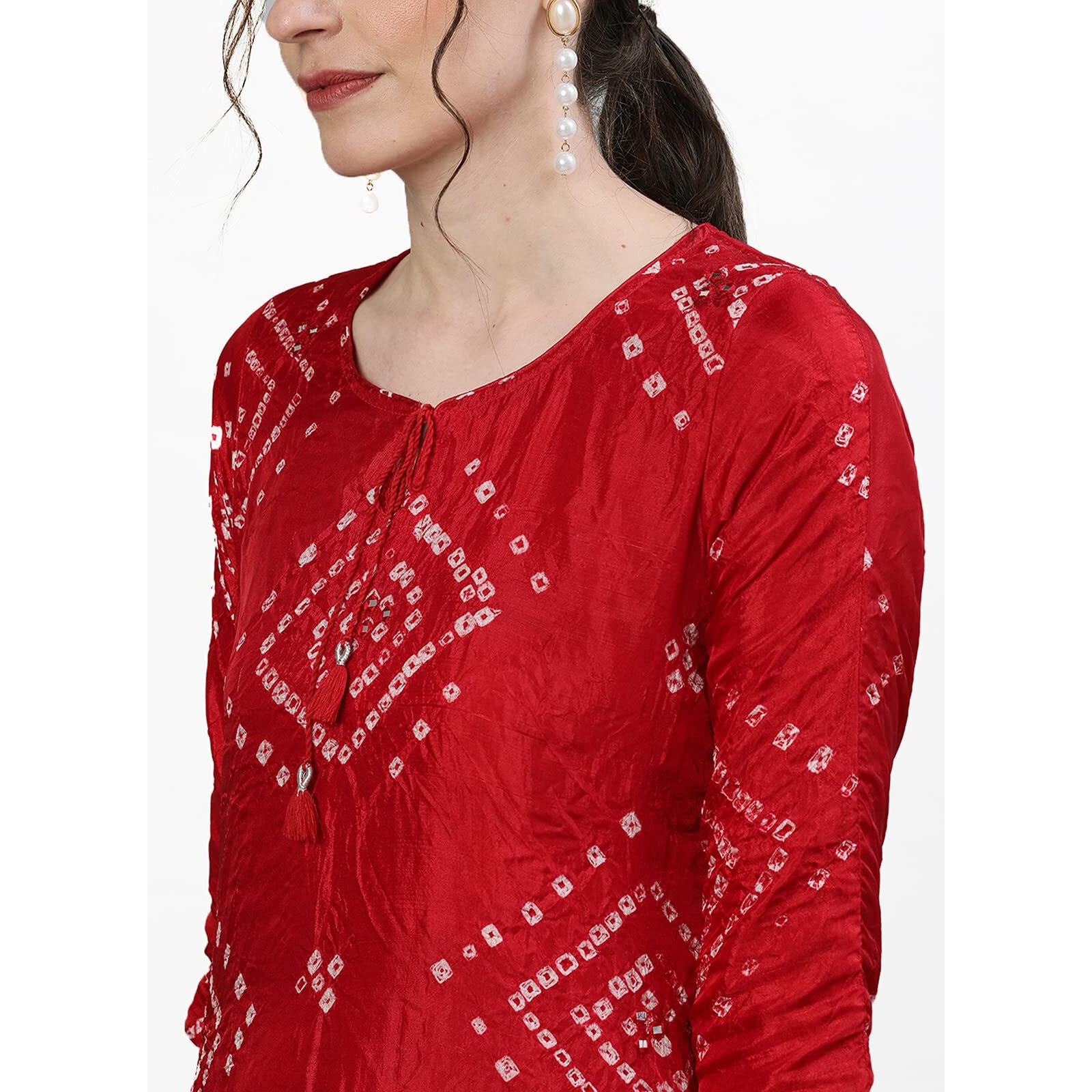 Ishin Women's Silk Blend Embroidered Straight Kurta Suit Set With Dupatta & Pants Kpldpramts-9003_Xl_Red