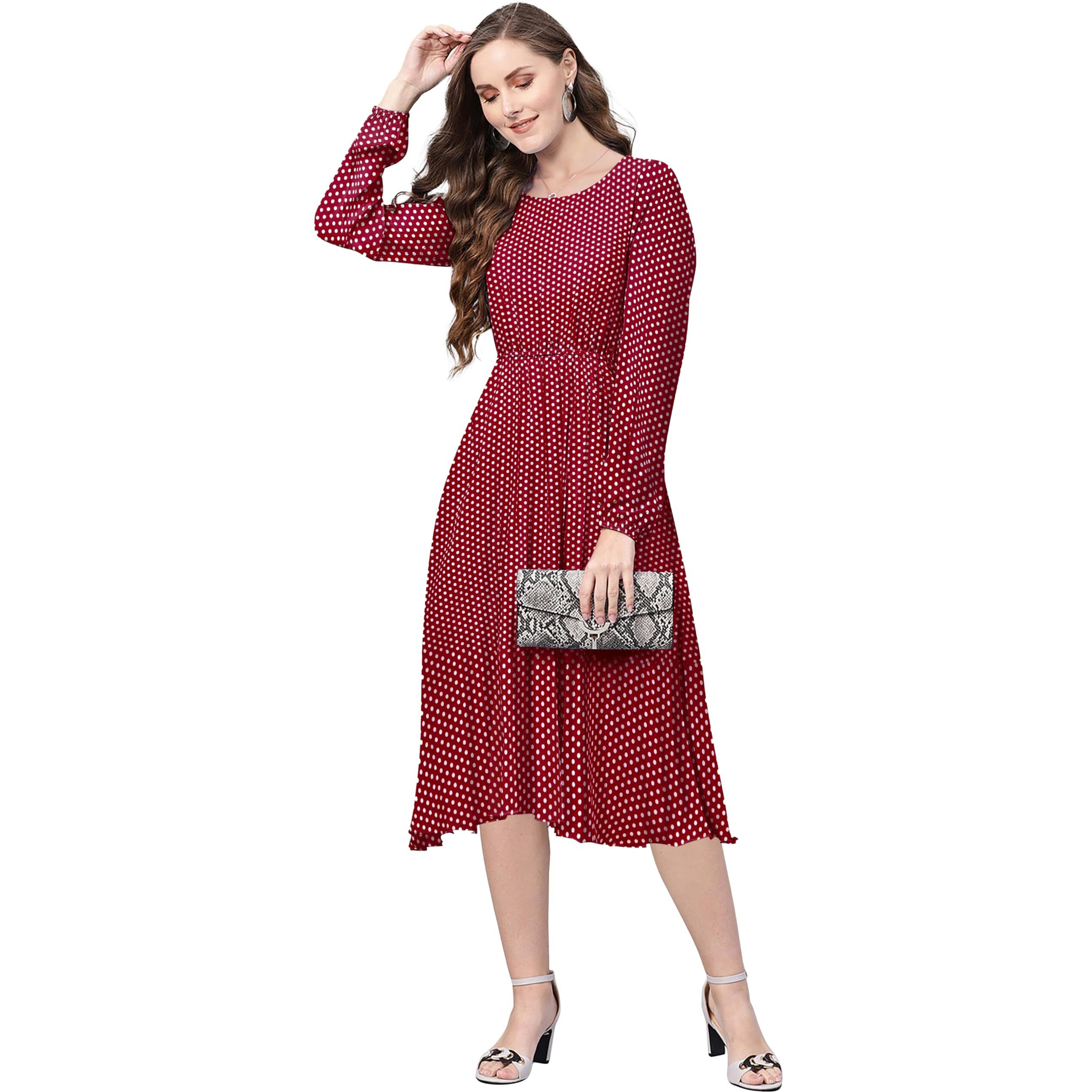 Toochki Dress For Women | Dresses For Women | One Piece Dress | Flared Dress For Women | Maroon Dress | Midi Length Dress | Cotton Dress | A Line Dress | Western Dress (Tkcbl-Mu-116-Mr-Dr Parent)