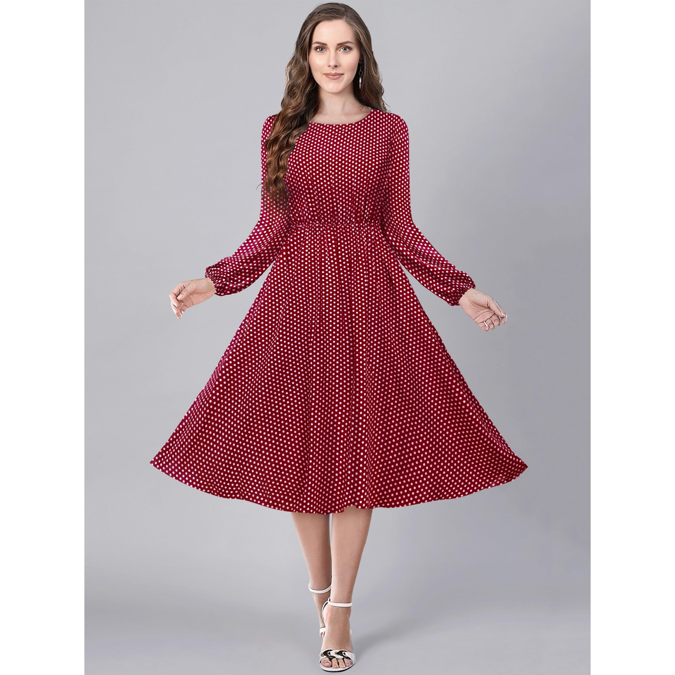 Toochki Dress For Women | Dresses For Women | One Piece Dress | Flared Dress For Women | Maroon Dress | Midi Length Dress | Cotton Dress | A Line Dress | Western Dress (Tkcbl-Mu-116-Mr-Dr Parent)