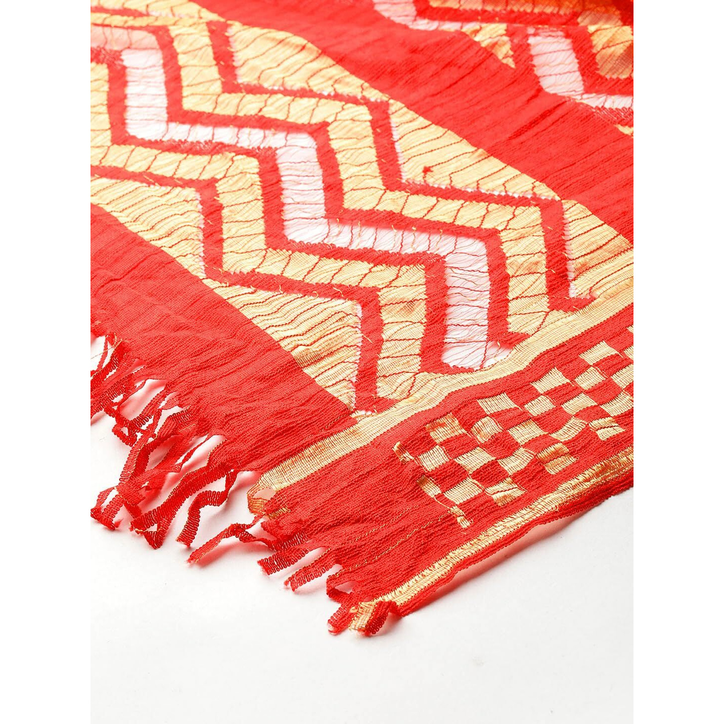 Weavers Villa Cotton Red Woven Dupatta For Men (2.20 Mtrs)