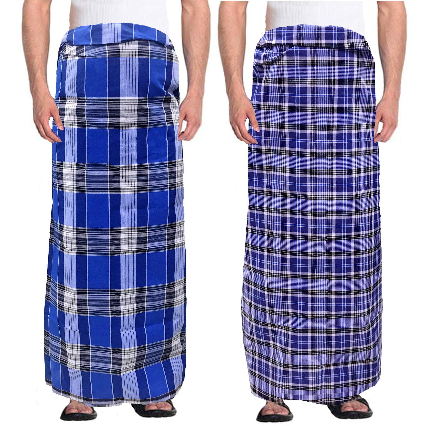Weavers Villa Men's 100% Cotton Multicolored Unstiched Lungi (2 Mtrs) - Pack Of 2