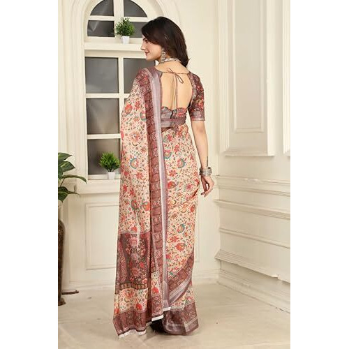Greciilooks Cotton Sarees For Women | Saree Party Wear | Traditional Sarees For Women (Beige, Free)