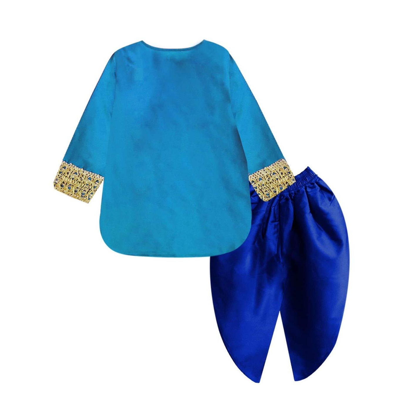 A.T.U.N. (All Things Uber Nice) Girl's Synthetic Straight Salwar Suit (Gkls Shz Trb_Turquoise/Royal Blue_3-4 Years)