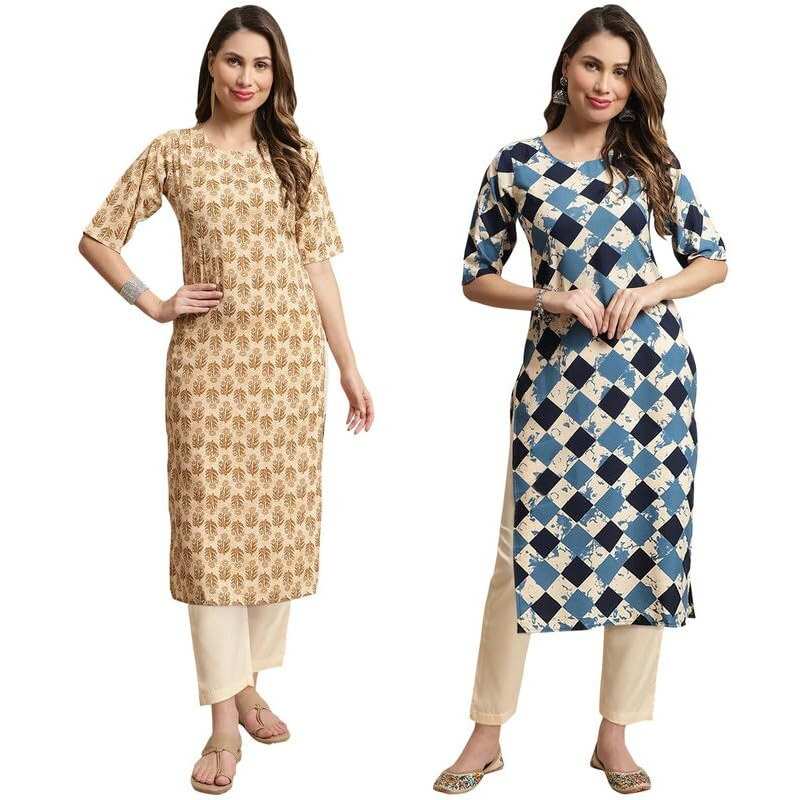 Pinkmint Kurta Set For Women Ll Printed Kurti & Pant Set Ll Combo Kurta Set Ll (Pack Of 2)