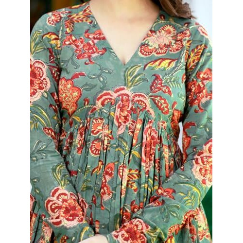 Greciilooks Rayon With Dupatta Floral Kurti Festive Set For Women|Printed Regular Fit Kurta (Gl-K2747&P169&D106_Green_M)
