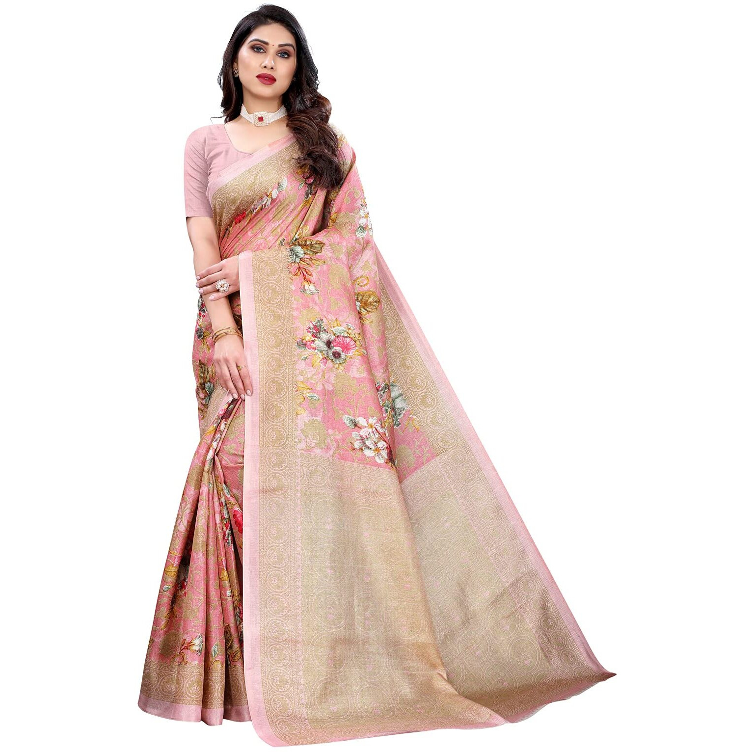 Satrani Women's Art Silk Saree (2108St237_Pink)