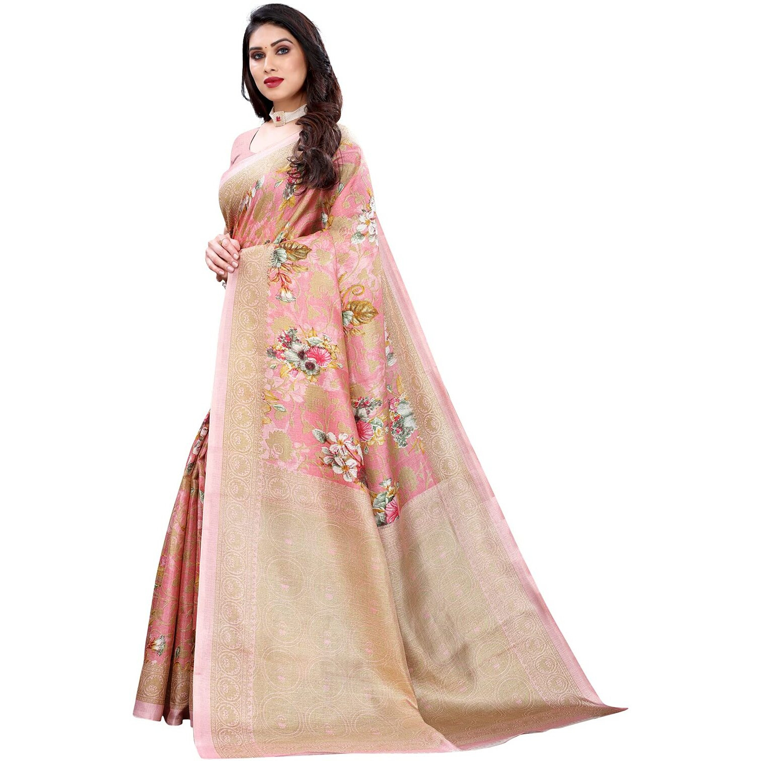 Satrani Women's Art Silk Saree (2108St237_Pink)