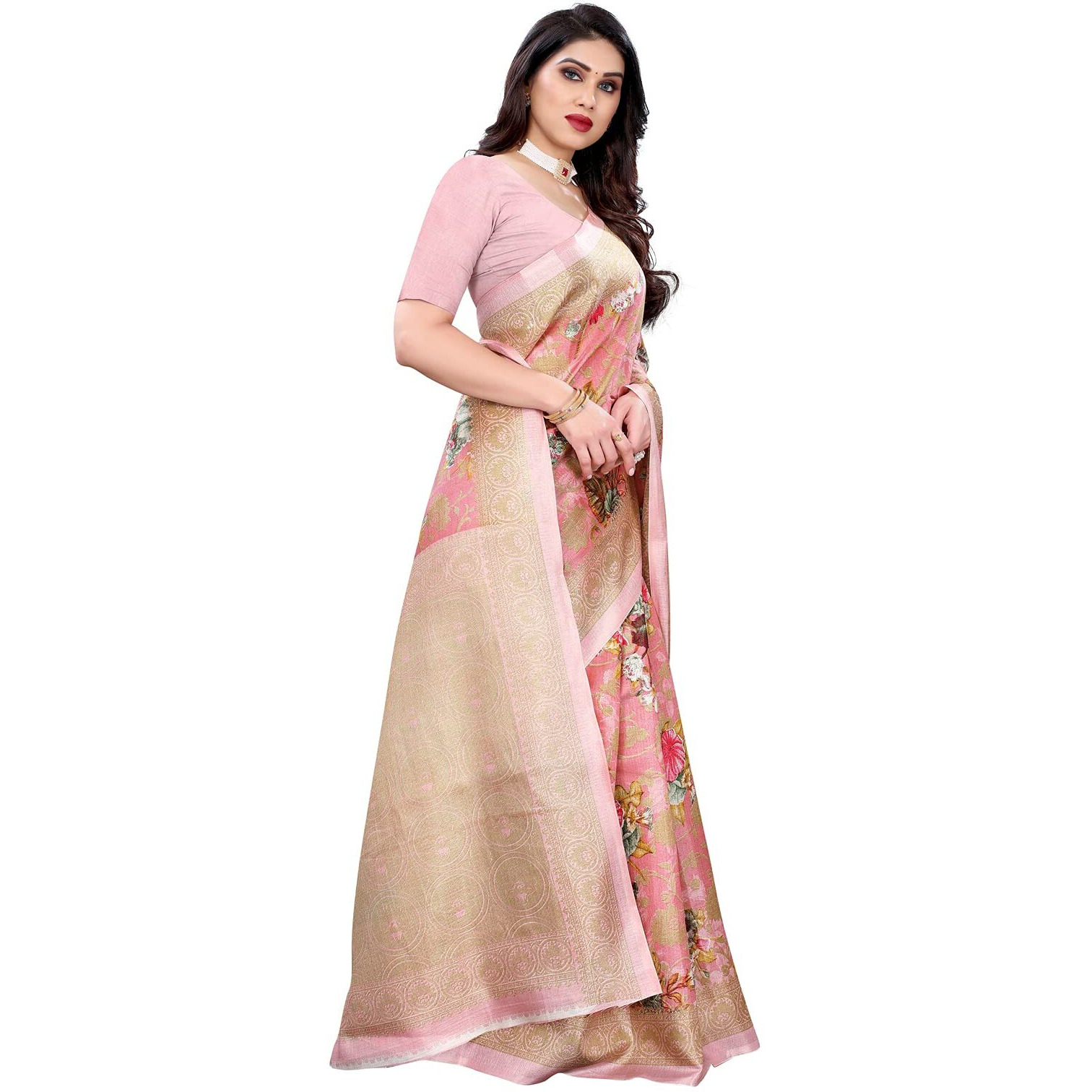 Satrani Women's Art Silk Saree (2108St237_Pink)