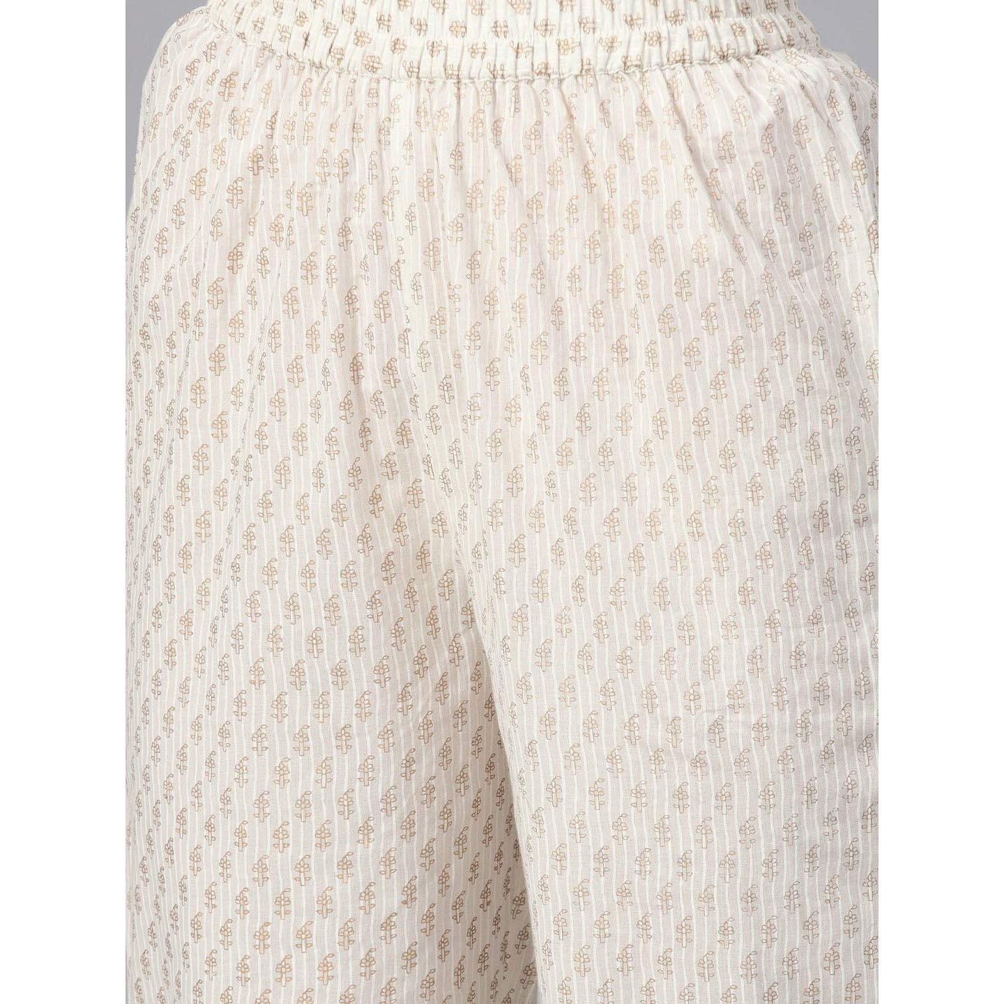 Idalia Women's Off White Printed Cotton Kurta Set With Pant For Women