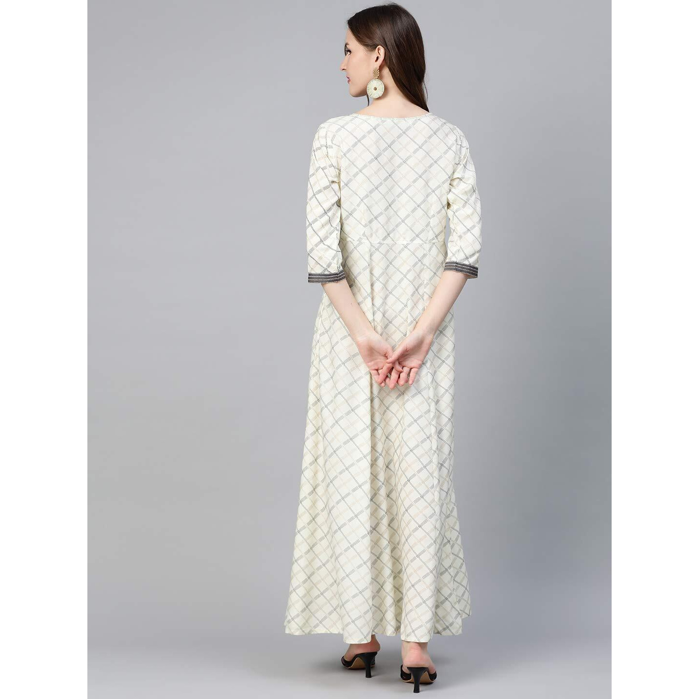 Idalia Off White Checkered Dress