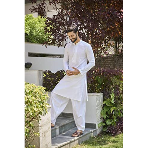 See Designs Men's White Chikankari Embroidered Straight Kurta_Sdmkt1093Xl