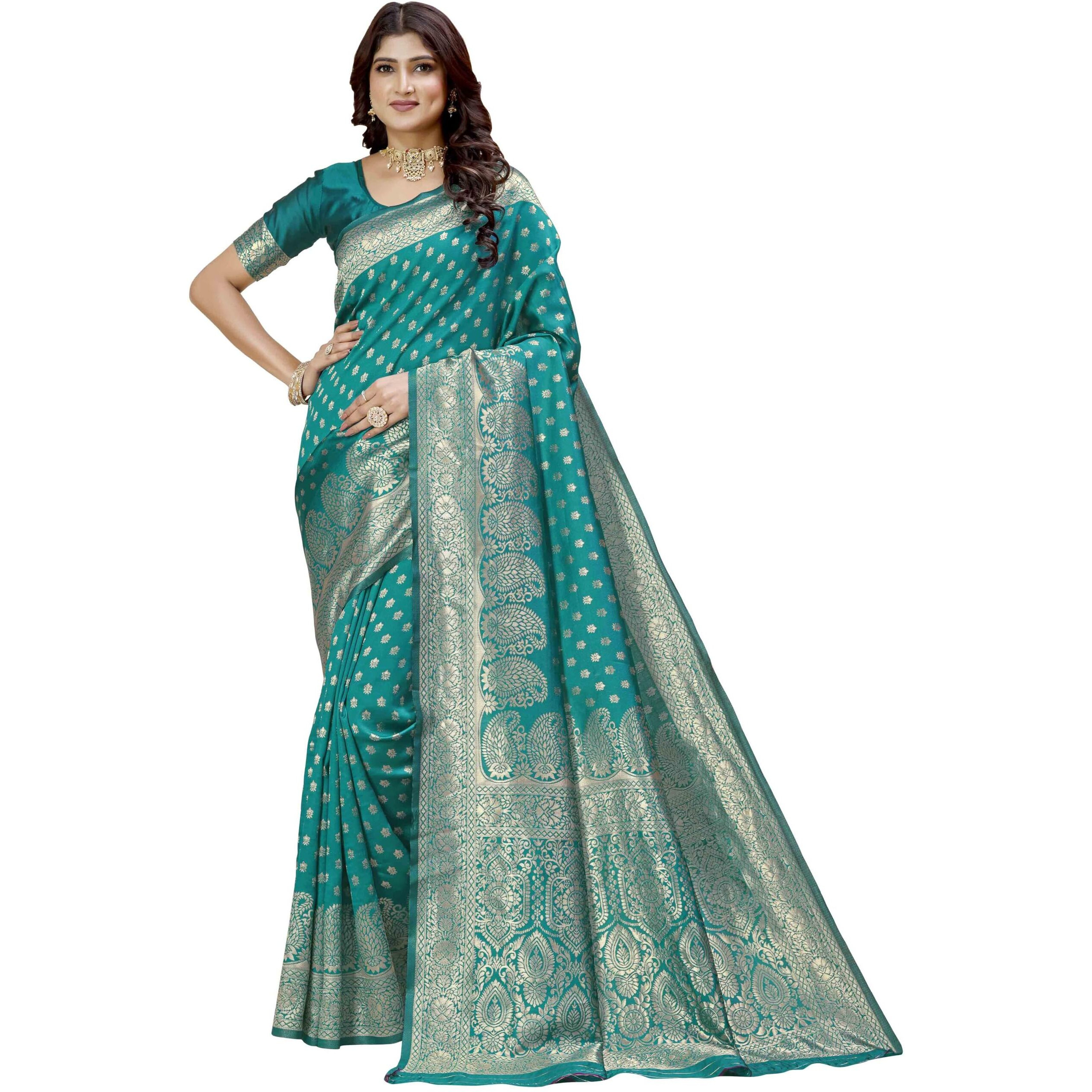 Shasmi Women's Banarasi Saree Pure Kanjivaram Silk Saree Soft New Ladies 2025 Design Wear Pattu Sarees Latest Party Sari Collections With Blouse Piece For Wedding Sadi (Pari-215 Rama)
