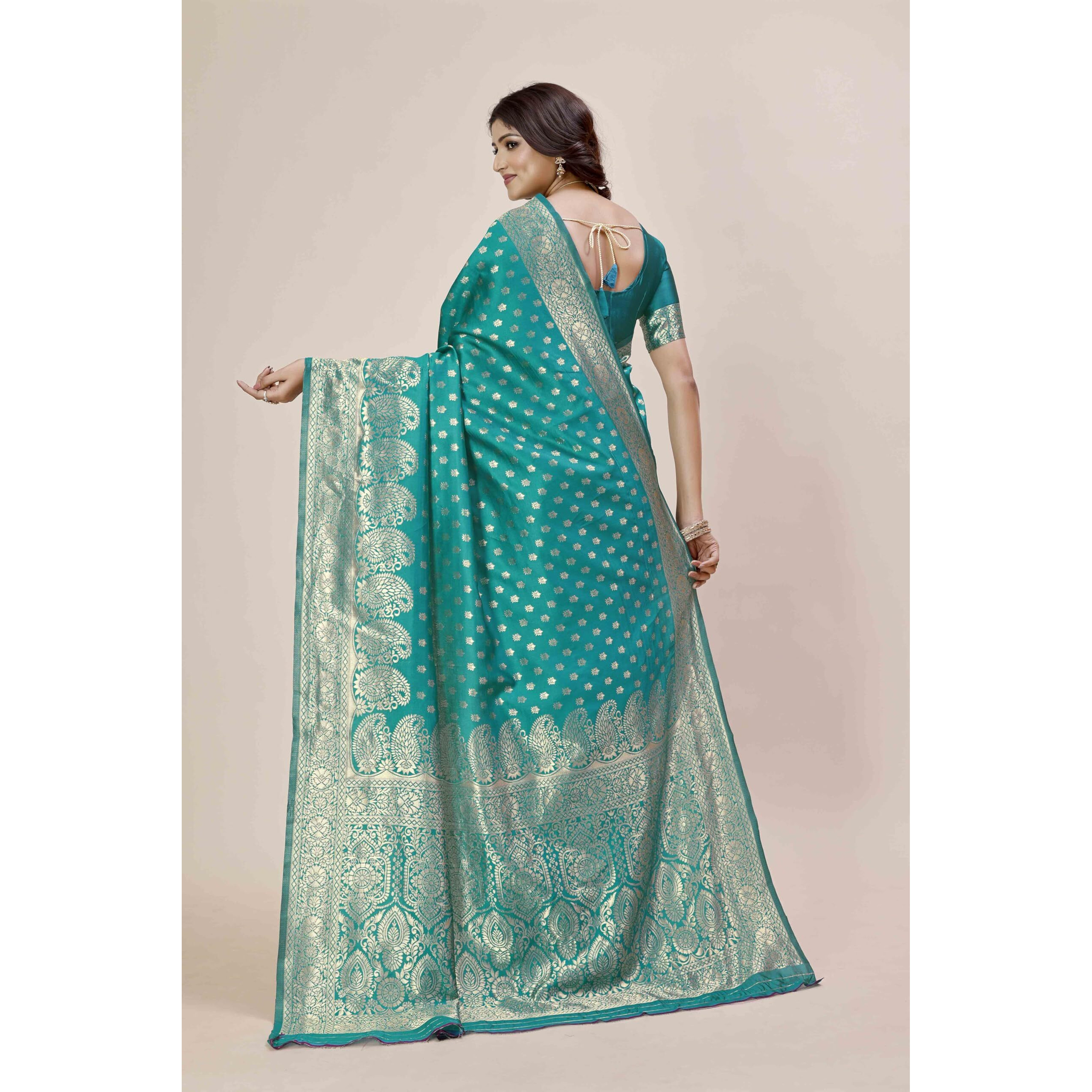 Shasmi Women's Banarasi Saree Pure Kanjivaram Silk Saree Soft New Ladies 2025 Design Wear Pattu Sarees Latest Party Sari Collections With Blouse Piece For Wedding Sadi (Pari-215 Rama)