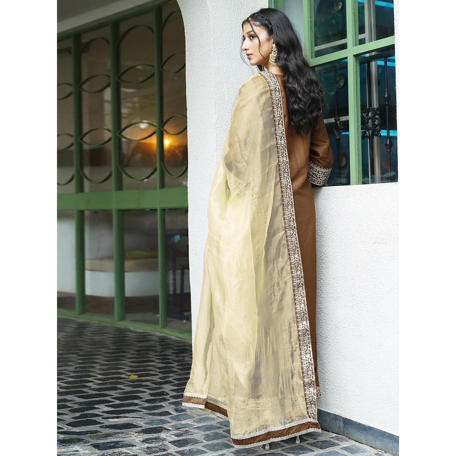 Sanisa Women's Silk Sequence And Embroidery Work Lace Straight Kurta With Pant And Dupatta Set (104Kbd1138Nb-Xxl_Mustard)