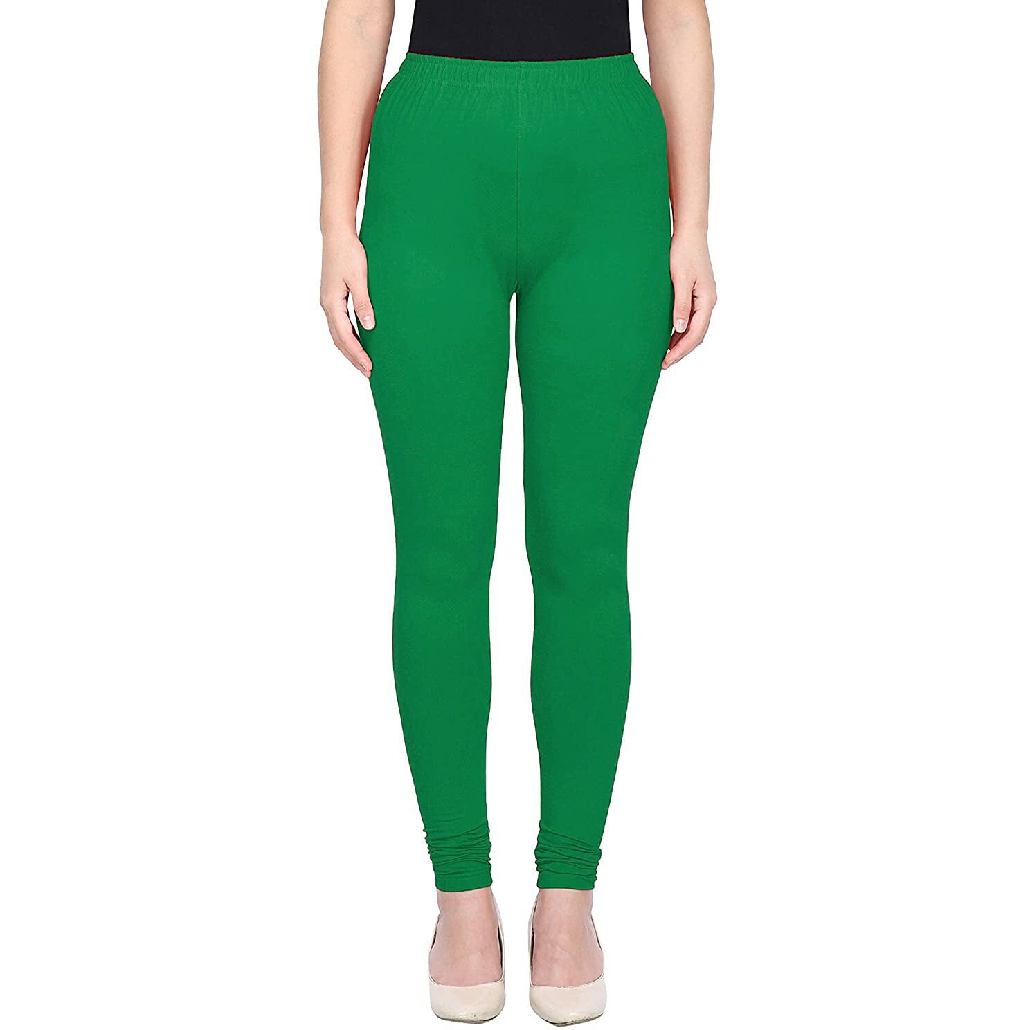 Shasmi Women's Stretch Leggings Chudidar Green 30_Lush M