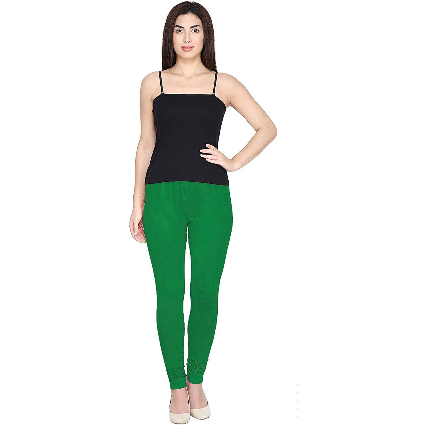 Shasmi Women's Stretch Leggings Chudidar Green 30_Lush M