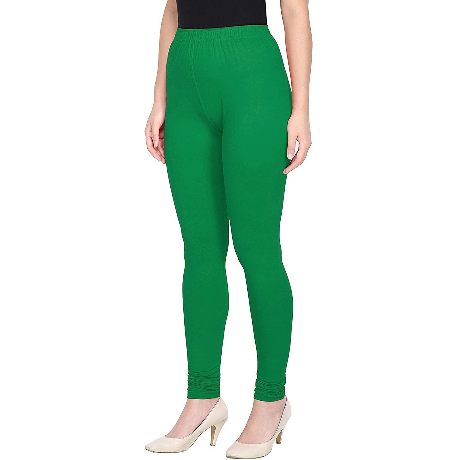Shasmi Women's Stretch Leggings Chudidar Green 30_Lush M