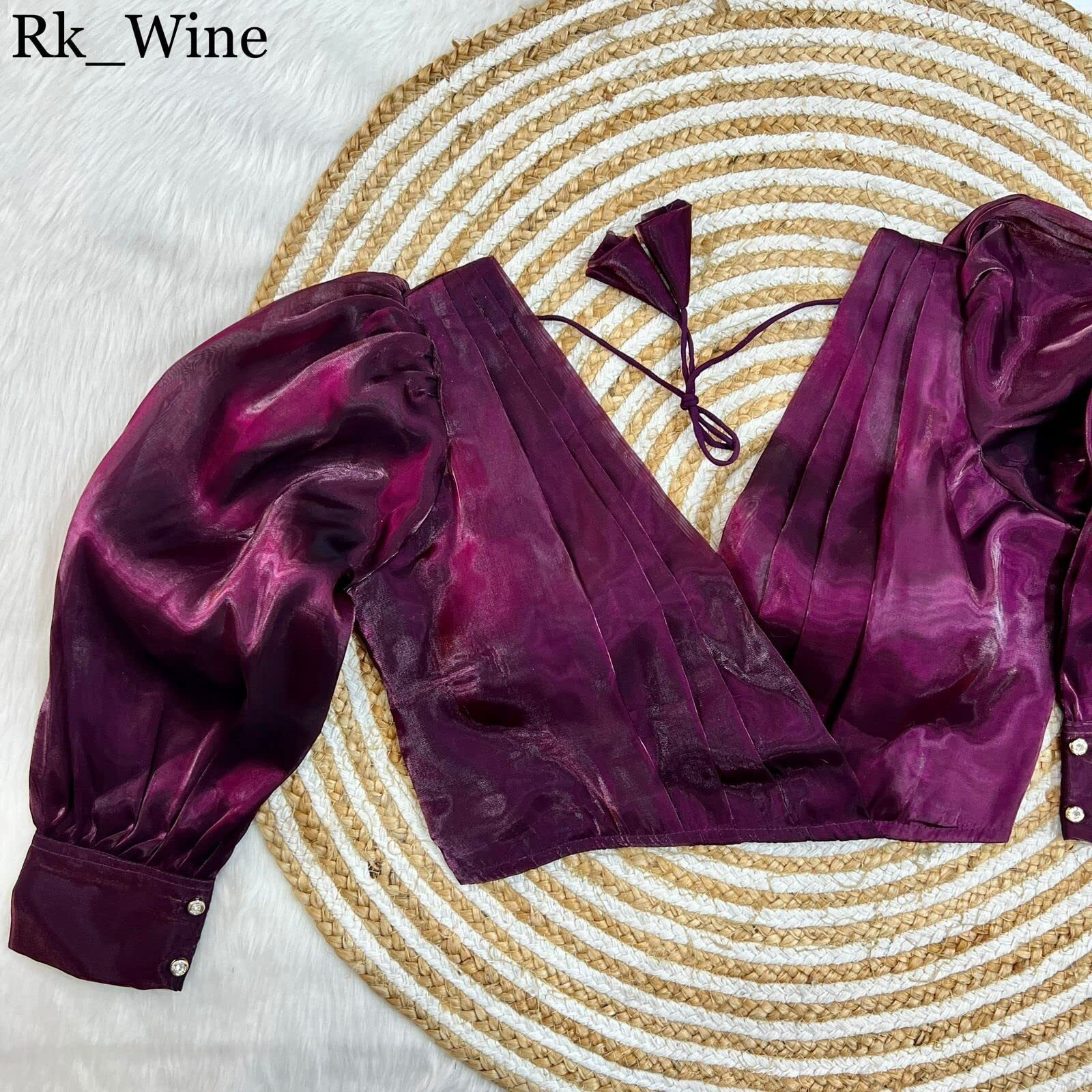 Vihu Fashion Zimmi Choo Full Balloon Sleeve Pann Neck Trendy Blouse (Balloon Wine 38)