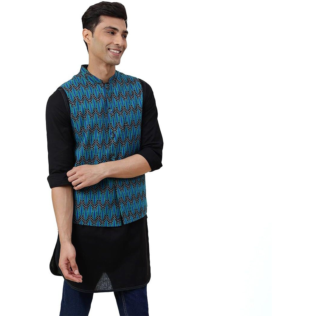 Fabindia Men's Jacket (20041045_Blue