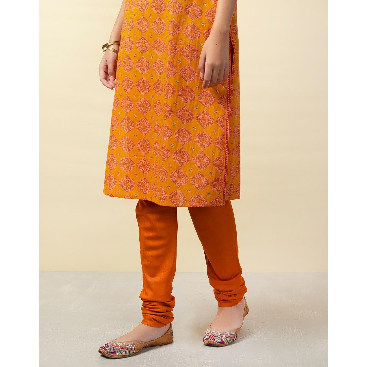 Fabindia Women's Viscose Silk Churidar (1014219Rust_Rust