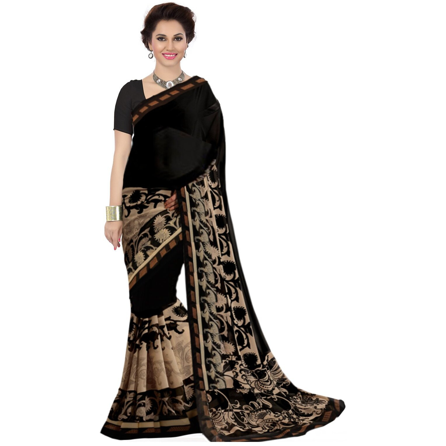 Ishin Georgette Saree (Ishinsb-8019_Black)